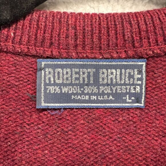 Vintage Robert Bruce Wool Sweater Size L Made In USA Red EUC - Picture 2 of 6